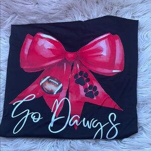 Black T-Shirt with Red Bow Design